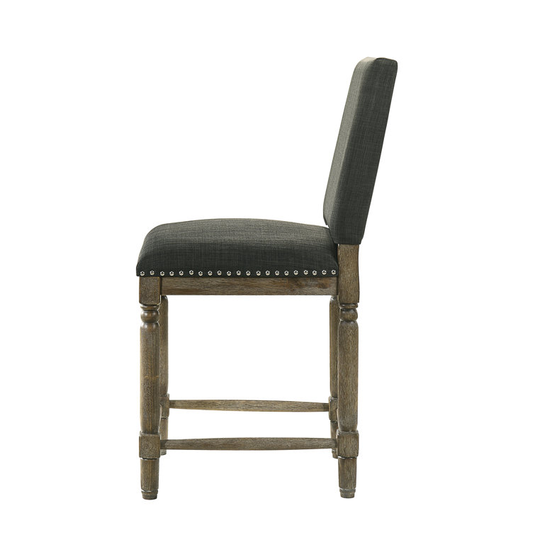 Alcott Hill® Brandson Grey Fabric Counter Height Chair With Nailhead